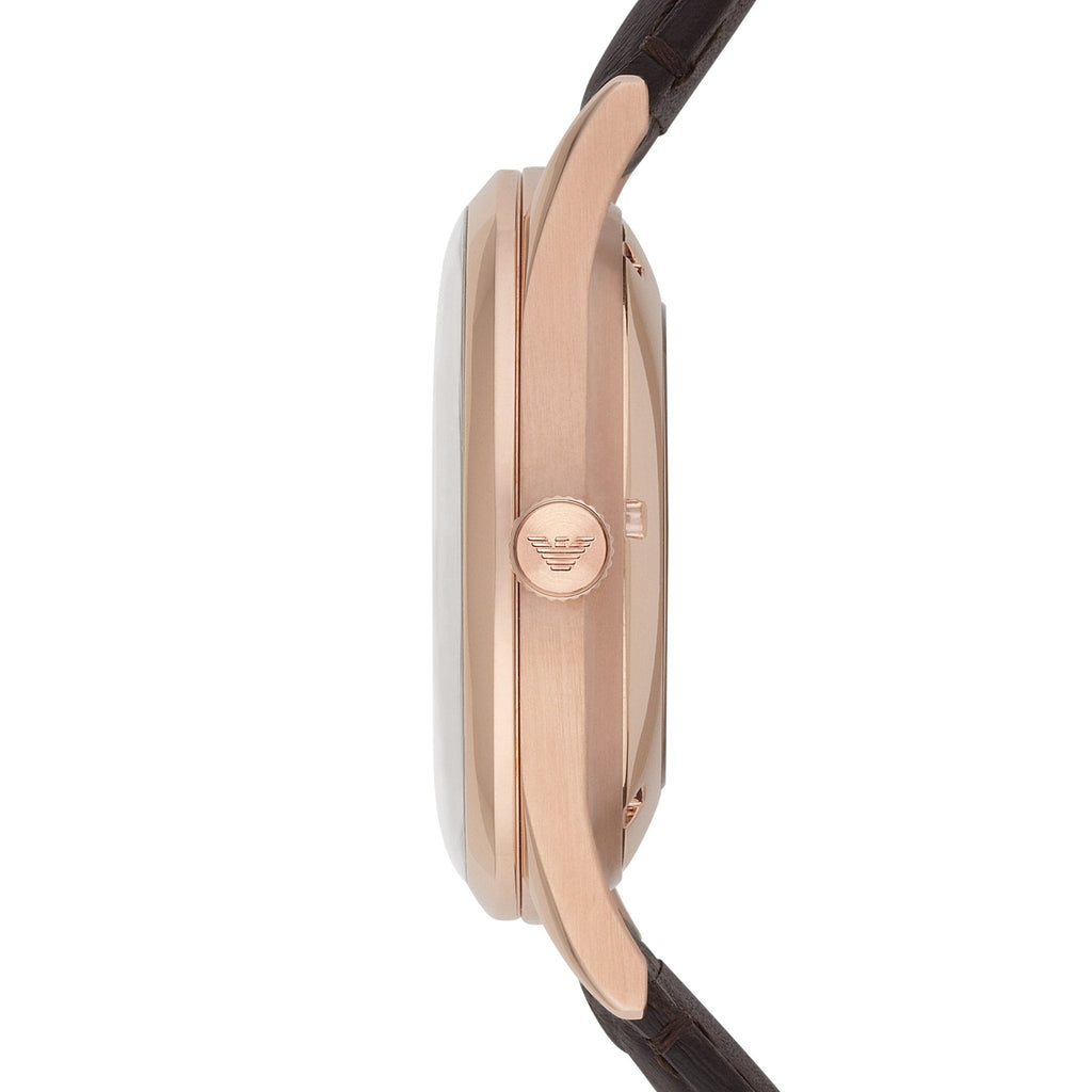 Emporio Armani Meccanico White Dial Brown Leather Strap Watch For Men - AR1920 Buy Now By Emporio Armani