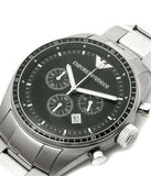 Emporio Armani Sportivo Chronograph Black Dial Silver Stainless Steel Watch For Men - AR0585 Buy Now By Emporio Armani