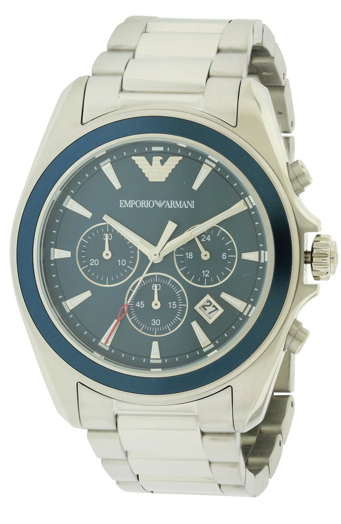 Emporio Armani Sportivo Chronograph Blue Dial Silver Steel Strap Watch For Men - AR6091 Buy Now By Emporio Armani