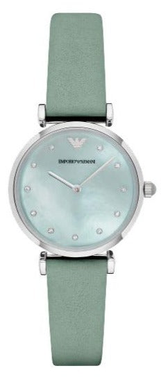 Emporio Armani Gianni T Bar Mother Of Pearl Blue Dial Blue Leather Strap Watch For Women - AR1959 Buy Now By Emporio Armani