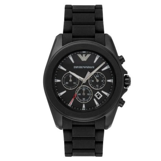 Emporio Armani Sportivo Chronograph Black Dial Black Silicone Strap Watch For Men - AR6092 Buy Now By Emporio Armani