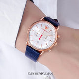 Emporio Armani Aviator Silver Dial Blue Leather Strap Watch For Men - AR11123 Buy Now By Emporio Armani