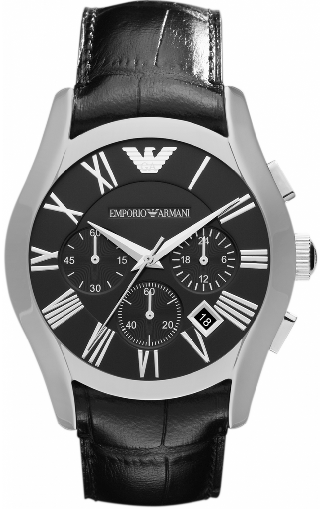 Emporio Armani Valente Chronograph Black Dial Black Leather Strap Watch For Men - AR1633 Buy Now By Emporio Armani