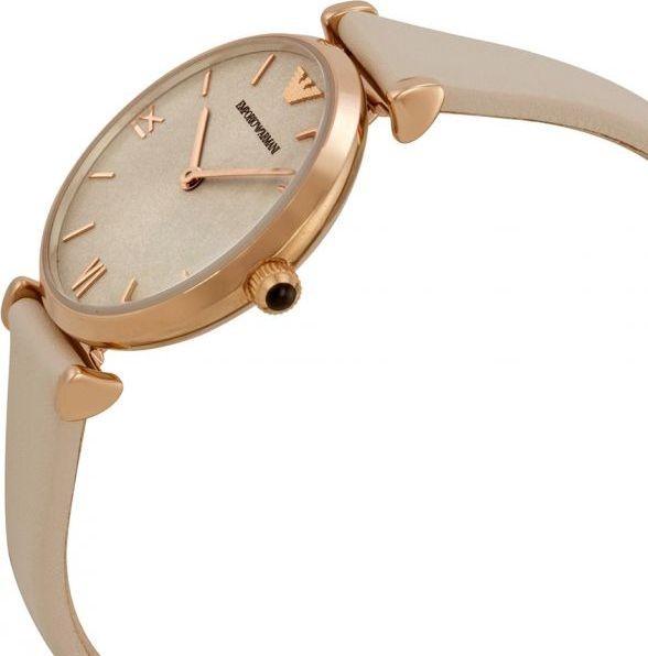 Emporio Armani Gianni T Bar Light Brown Dial White Leather Strap Watch For Women - AR1769 Buy Now By Emporio Armani