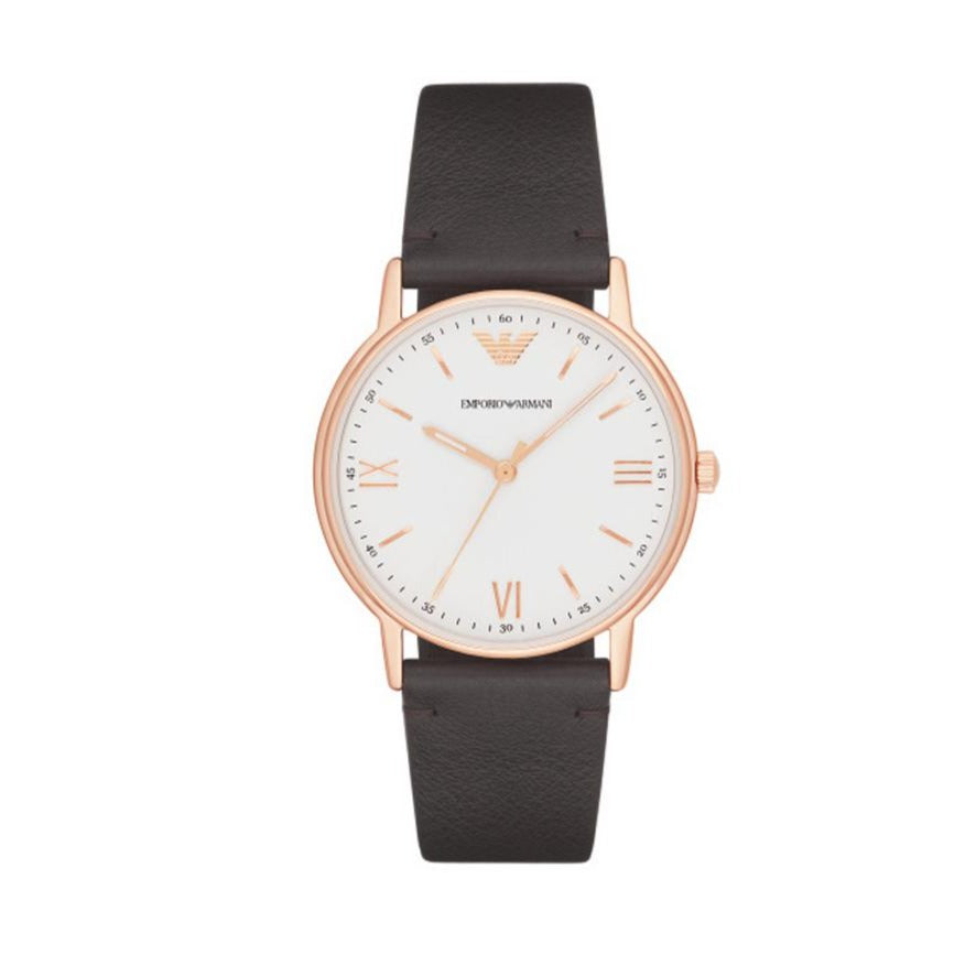 Emporio Armani Dress Quartz White Dial Brown Leather Strap Watch For Men - AR11011 Buy Now By Emporio Armani