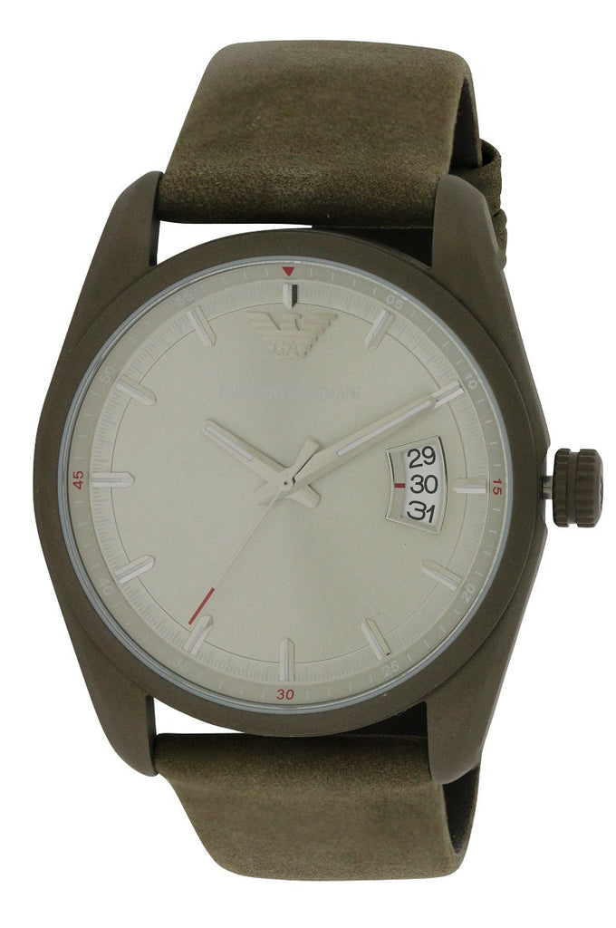 Emporio Armani Sportivo Quartz Silver Dial Brown Leather Strap Watch For Men - AR6079 Buy Now By Emporio Armani