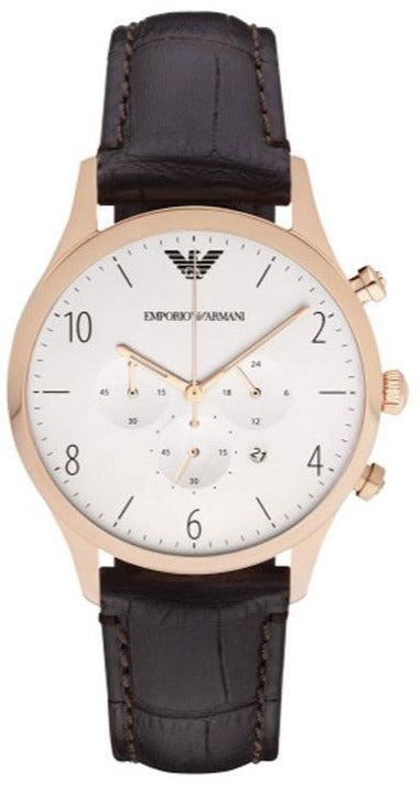 Emporio Armani Beta Chronograph White Dial Brown Leather Strap Watch For Men - AR1916 Buy Now By Emporio Armani