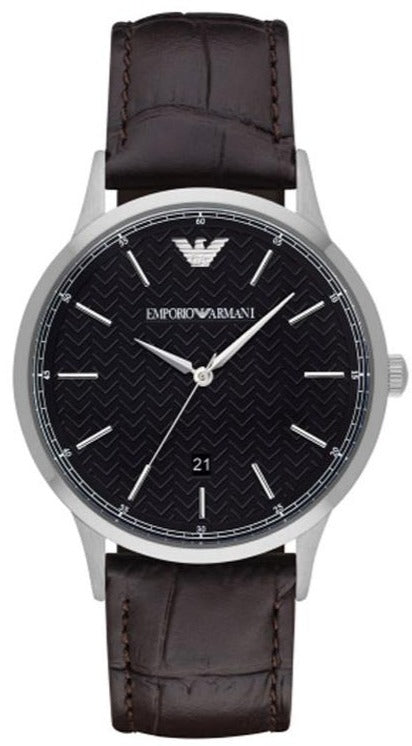 Emporio Armani Renato Quartz Black Dial Brown Leather Strap Watch For Men - AR11187 Buy Now By Emporio Armani
