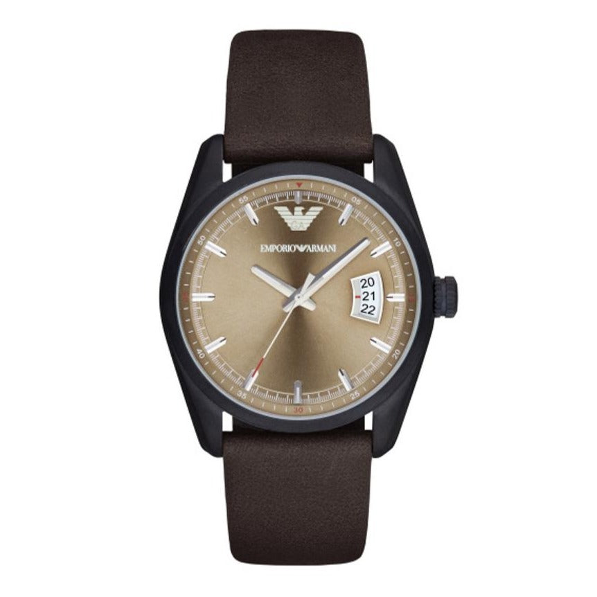 Emporio Armani Sportivo Chronograph Beige Dial Brown Leather Strap Watch For Men - AR6081 Buy Now By Emporio Armani