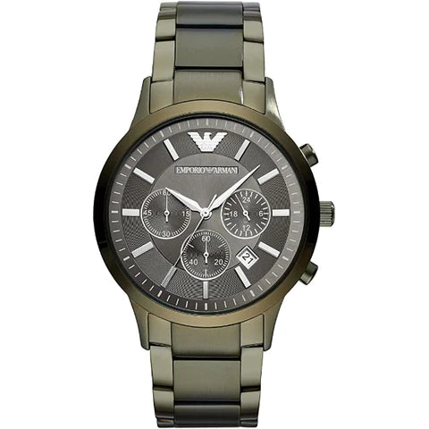 Emporio Armani Renato Chronograph Quartz Grey Dial Green Steel Strap Watch For Men - AR11117 Buy Now By Emporio Armani