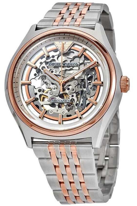 Emporio Armani Meccanico White Dial Two Tone Stainless Steel Watch For Men - AR60002 Buy Now By Emporio Armani