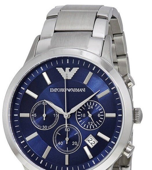 Emporio Armani Renato Chronograph Blue Dial Silver Steel Strap Watch For Men - AR2448 Buy Now By Emporio Armani