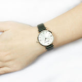 Emporio Armani Retro Champagne Beige Dial Green Leather Strap Watch For Women - AR1726 Buy Now By Emporio Armani