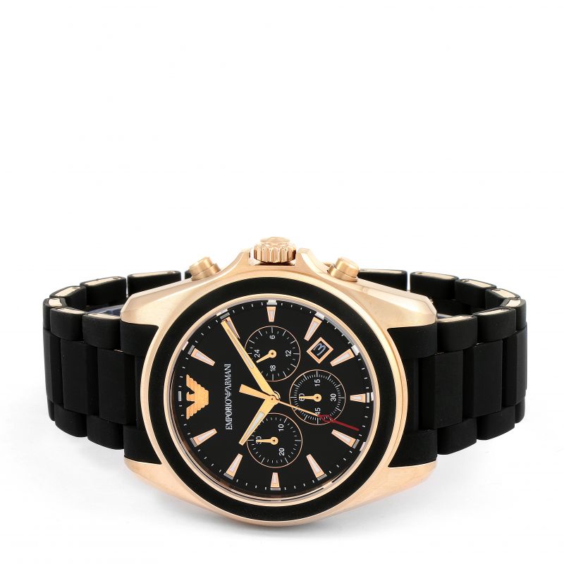 Emporio Armani Sigma Chronograph Black Dial Black SIlicon Strap Watch For Men - AR6066 Buy Now By Emporio Armani