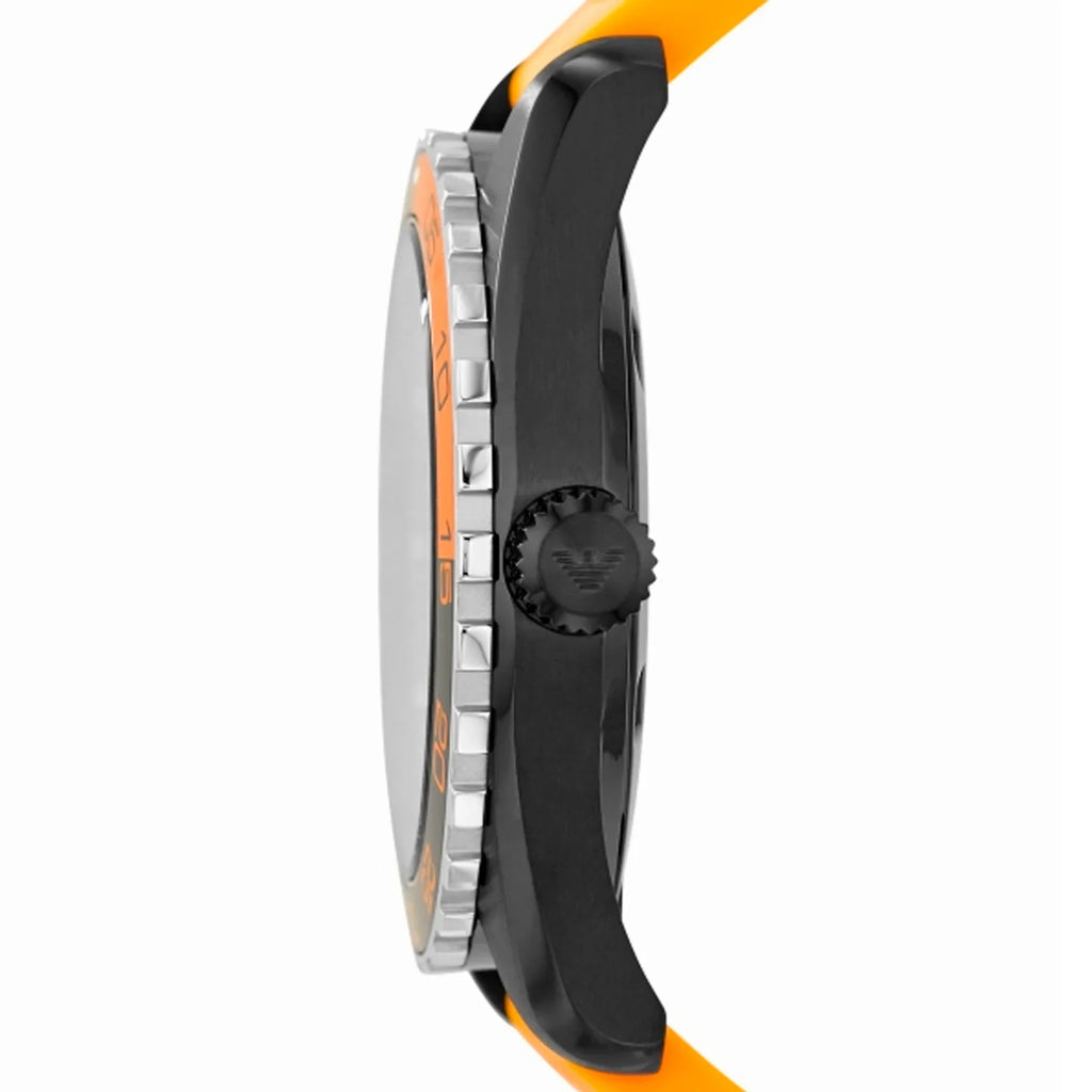 Emporio Armani Sportivo Quartz Black Dial Orange Rubber Strap Watch For Men - AR6046 Buy Now By Emporio Armani