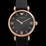 Emporio Armani Gianni T Bar Black Mother of Pearl Dial Black Leather Strap Watch For Women - AR11060 Buy Now By Emporio Armani