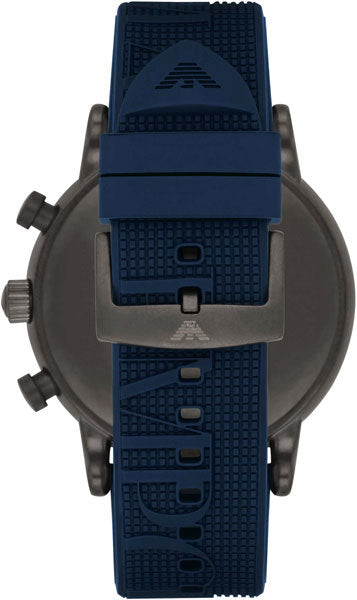 Emporio Armani Luigi Chronograph Black Dial Blue Rubber Strap Watch For Men - AR11023 Buy Now By Emporio Armani