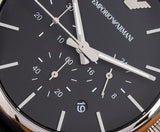 Emporio Armani Classic Chronograph Black Dial Black Leather Strap Watch For Men - AR1733 Buy Now By Emporio Armani