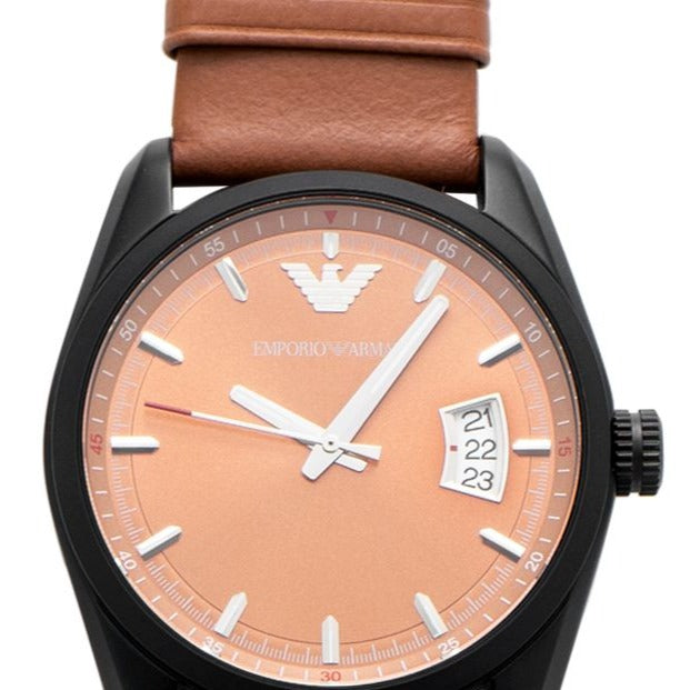 Emporio Armani Sportivo Analog Brown Dial Brown Leather Strap Watch For Men - AR6080 Buy Now By Emporio Armani