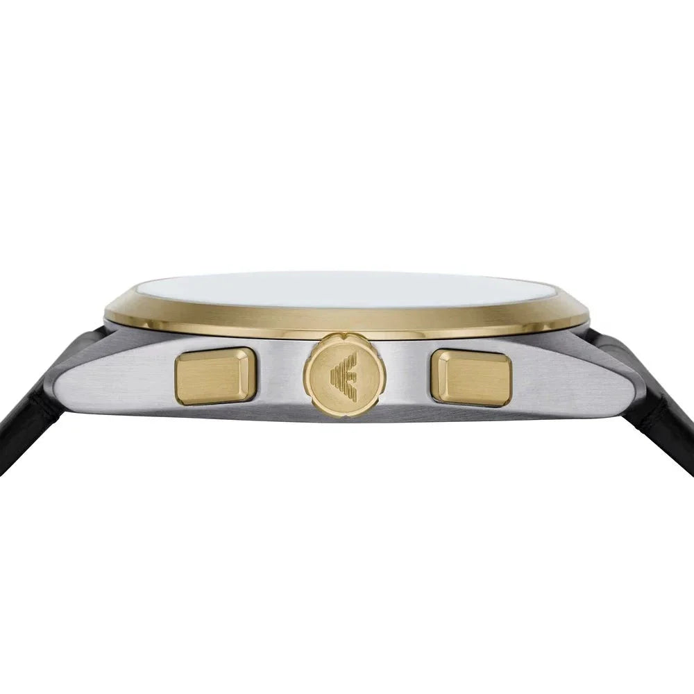 Emporio Armani Claudio Chronograph Silver Dial Black Leather Strap Watch For Men - AR11498 Buy Now By Emporio Armani