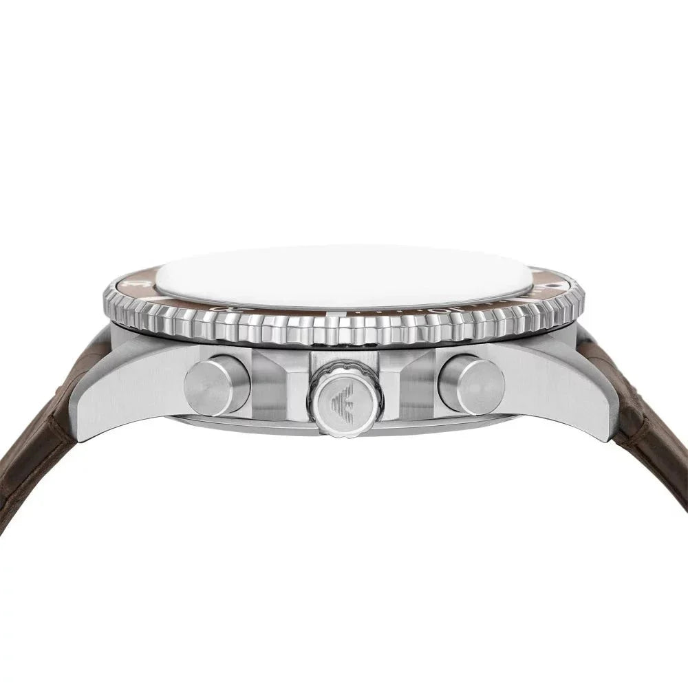 Emporio Armani Diver Chronograph Brown Dial Brown Leather Strap Watch For Men - AR11486 Buy Now By Emporio Armani