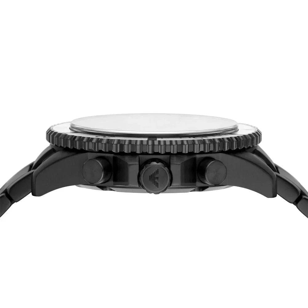 Emporio Armani Diver Chronograph Black Dial Black Steel Strap Watch For Men - AR80050 Buy Now By Emporio Armani