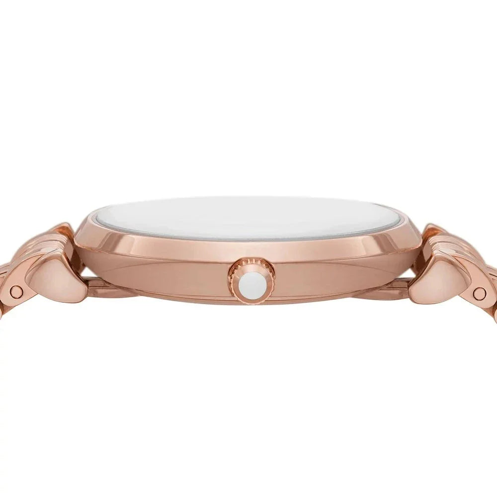 Emporio Armani Gianni T-Bar Crystals Silver Dial Rose Gold Steel Strap Watch For Women - AR11446 Buy Now By Emporio Armani