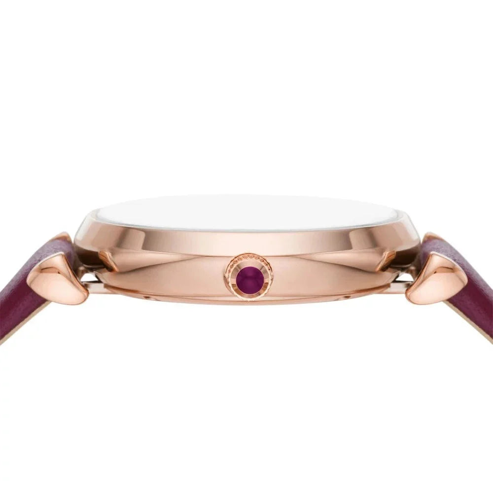 Emporio Armani Gianni T Bar Crystals Maroon Dial Maroon Leather Strap Watch for Women - AR11487 Buy Now By Emporio Armani