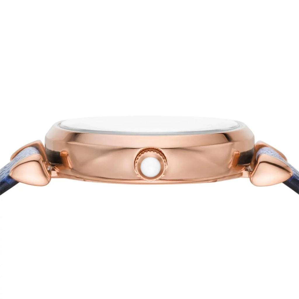 Emporio Armani Gianni T-Bar Analog Mother of Pearl Dial Blue Leather Strap Watch For Women - AR11468 Buy Now By Emporio Armani