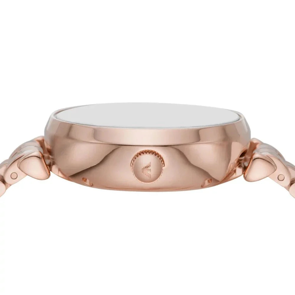 Emporio Armani Meccanico Crystals Black Dial Rose Gold Steel Strap Watch For Women - AR60043 Buy Now By Emporio Armani