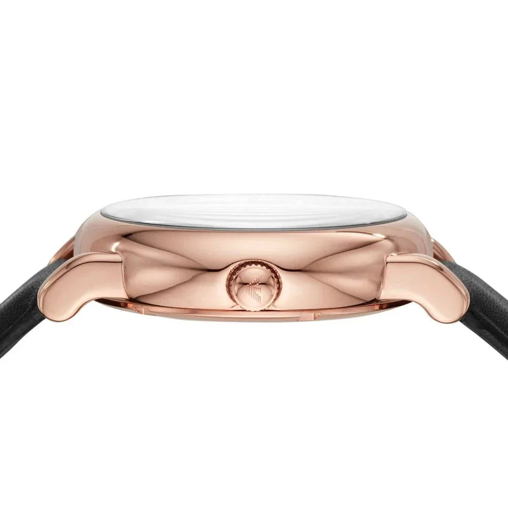 Emporio Armani Luigi Automatic Silver Dial Black Leather Strap Watch For Men - AR60013 Buy Now By Emporio Armani