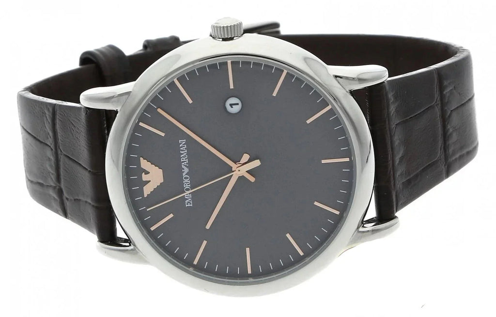 Emporio Armani Luigi Quartz Gray Dial Brown Leather Strap Watch For Men - AR1996 Buy Now By Emporio Armani