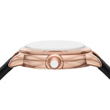 Emporio Armani Mia Three Hand Crystals Silver Dial Black Leather Strap Watch For Women - AR11631 Buy Now By Emporio Armani