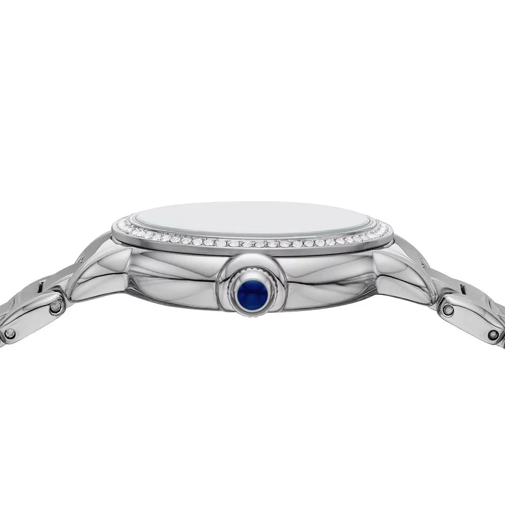 Emporio Armani Mia Three Hand Crystals Blue Dial Silver Steel Strap Watch For Women - AR11630 Buy Now By Emporio Armani