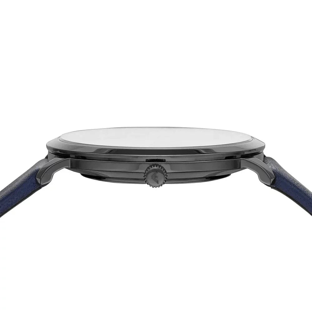 Emporio Armani Modern Slim Analog Silver Dial Blue Leather Strap Watch For Men - AR11214 Buy Now By Emporio Armani