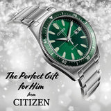 Citizen Eco Drive Vintage Green Dial Silver Steel Strap Watch For Men - AW1598-70X Buy Now By Citizen