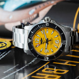 Breitling Superocean Automatic 44mm Yellow Dial Silver Steel Strap Watch for Men - A17375211/1A1 Buy Now By Breitling