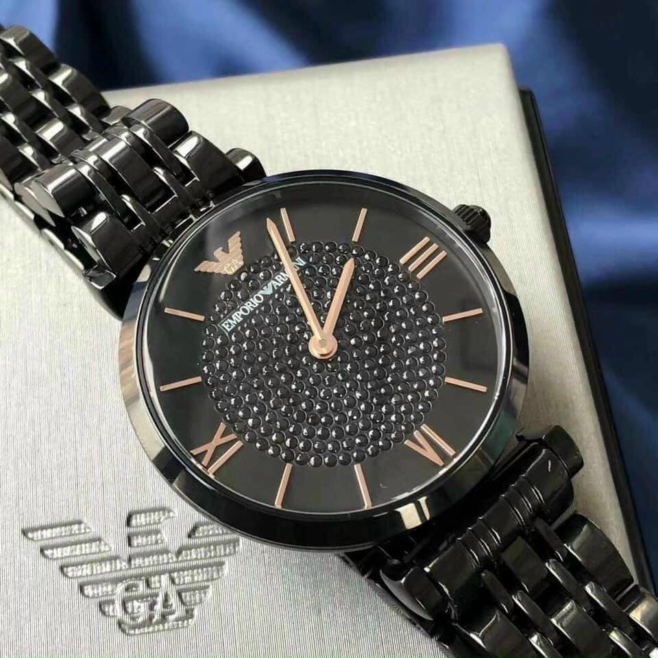 Emporio Armani Gianni T Bar All Black Diamond Dial Watch For Women - AR11245 Buy Now By Emporio Armani