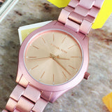 Michael Kors Slim Runway Pink Dial Pink Steel Strap Watch For Women - MK4456 Buy Now By Michael Kors