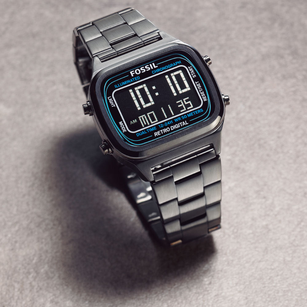 Fossil Retro Digital Black Dial Black Steel Strap Watch for Men - FS5846 Buy Now By Fossil