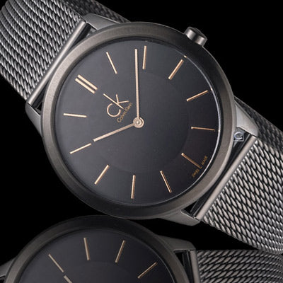 Calvin Klein Minimal Black Dial Black Mesh Bracelet Watch for Men - K3M224B1 Buy Now By Calvin Klein