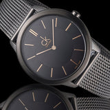 Calvin Klein Minimal Black Dial Black Mesh Bracelet Watch for Men - K3M224B1 Buy Now By Calvin Klein