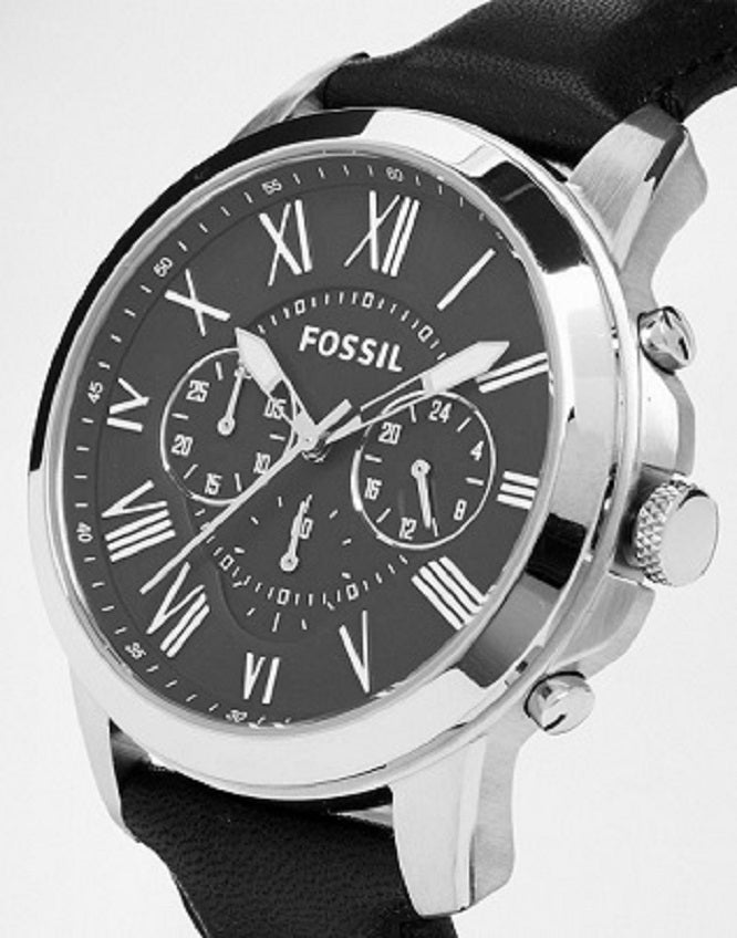 Fossil Grant Chronograph Black Dial Black Leather Strap Watch for Men - FS4812 Buy Now By Fossil