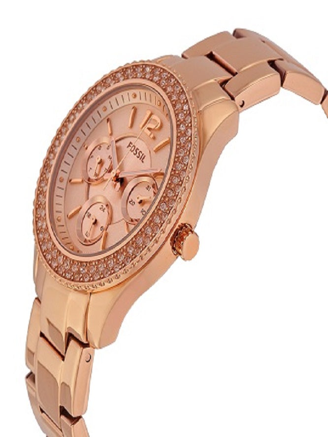Fossil Stella Rose Gold Dial Rose Gold Steel Strap Watch for Women - ES3590 Buy Now By Fossil