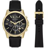 Armani Exchange Outerbanks Chronograph Black Dial Black Leather Strap Watch For Men - AX7133 Buy Now By Armani Exchange