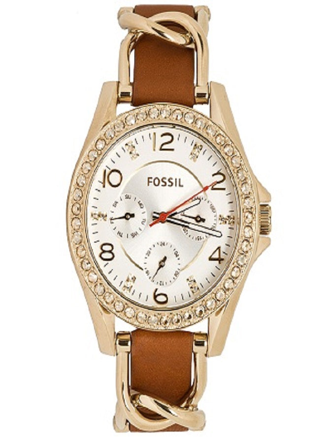Fossil Riley Multifunction White Dial Orange Leather Strap Watch for Women - ES3723 Buy Now By Fossil