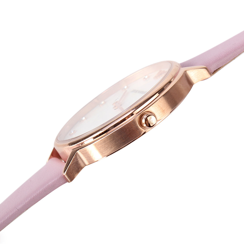 Emporio Armani Kappa Mother Of Pearl White Dial Pink Leather Strap Watch For Women - AR11130 Buy Now By Emporio Armani