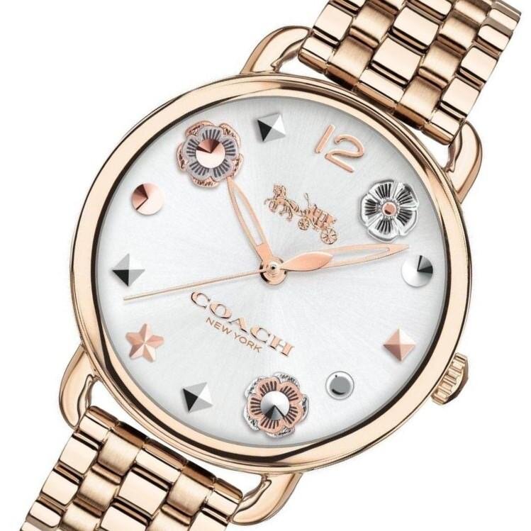 Coach Delancey White Dial Rose Gold Steel Strap Watch for Women - 14502811 Buy Now By Coach