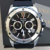 Bulova Marine Star Chronograph Black Dial Black Rubber Strap Watch for Men - 98B127 Buy Now By Bulova