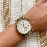 Fossil Original Boyfriend Analog White Dial Two Tone Steel Strap Watch for Women - ES3746 Buy Now By Fossil
